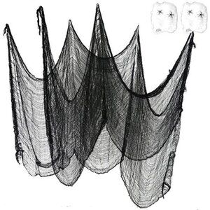 Set of 2 Black Creepy Scary Gauze Cloth Doorways for Walls Entryways 30"x84"